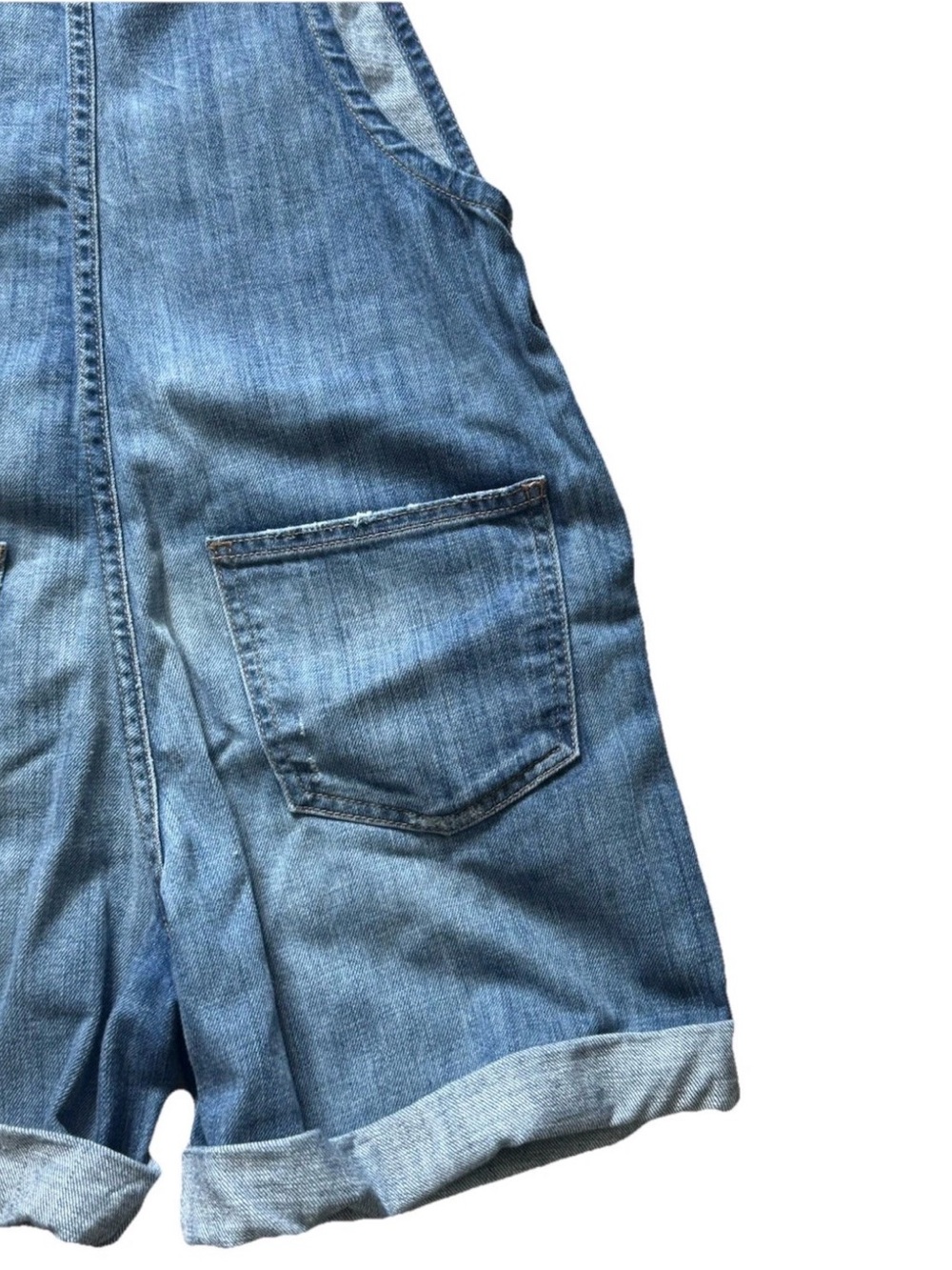 Current/Elliott The Short Tall Treasure Vintage Light Blue Denim Overalls - Picture 7 of 8